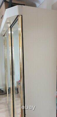 Mirrored Wardrobe Sliding Doors Large Used 3 x Lights Very Spacious Gold/White