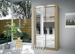 Mirrored sliding wardrobe CLEO18 two door modern 120cm SHETLAND OAK