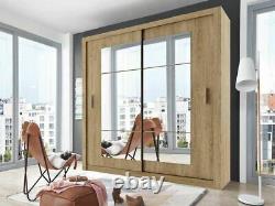 Mirrored sliding wardrobe CLEO32 two door modern spacious 180cm shetland oak