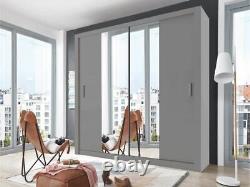 Mirrored sliding wardrobe CLEO3 two door modern spacious 180cm grey matt