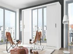 Mirrored sliding wardrobe CLEO3 two door modern spacious 180cm white matt