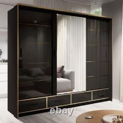 Modern 2 Door or 3 Door HIGH GLOSS Wardrobe with Led SYDNEY 3 Colors 2 Sizes