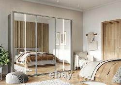 Modern Bedroom 3 Sliding Door Mirror Wardrobe ARTI 20 250cm in Grey