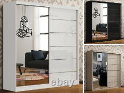 Modern Bedroom Mirror Sliding Door High Gloss Wardrobe INFINITY 3 COLORS 2 SIZES