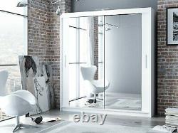 Modern Bedroom Mirror Sliding Door Wardrobe DAKO 3 Optional LED White in 5 SIZE