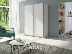 Modern Bedroom Sliding Door Wardrobe Gozo 150cm in White Matt