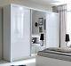 Modern Bedroom Sliding Door Wardrobe Siena 11 208cm In White Gloss With Led