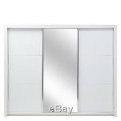 Modern Bedroom Sliding Door Wardrobe SIENA 11 208cm in White Gloss with LED