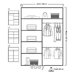 Modern Double Sliding 2 Doors Mirrored MARIKA Wardrobe with Led 4 Sizes 3 Colors