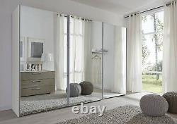 Modern Komet White German Mirror Sliding Wardrobe Door 202cm 301cm