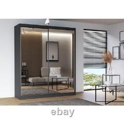 Modern Mirrored Sliding Door Wardrobe Multi 20 in Graphite and White 183cm