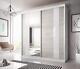 Modern Mirrored Sliding Door Wardrobe Multi 32 In Kathult Oak & White 233cm