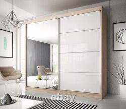 Modern Sliding Door Wardrobe High Gloss 233cm7 ft 8 Wide
