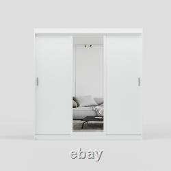 Modern Sliding Door Wardrobe IVY 150cm by ELUKS, Center Mirror, Optional Drawers