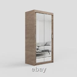 Modern Sliding Door Wardrobe SKY 100cm by ELUKS Optional Drawers 2 Hanging Rail