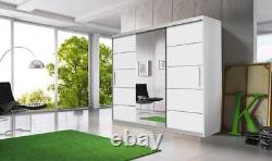Modern Wardrobe ALBA 250cm perfect inside mirrored 3 sliding doors FREE DELIVERY