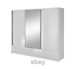 Modern Wardrobe ARA 250 mirror sliding doors 3 drawers shine front FREE DELIVERY