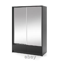Modern design 2 sliding mirrored doors wardrobe ARTA Gloss front + 2 drawers