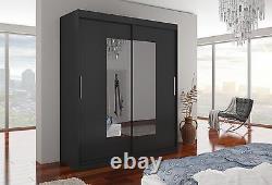 Modern design Wardrobe ROSETTE mirror 2 sliding door bedroom 180 cm LED option