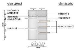 Modern sliding mirrored 2 door IDEA18 wardrobe +FREE drawers 120cm WHITE MATT