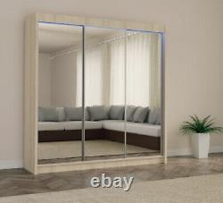 NEW WARDROBE sliding doors MIRROR bedroom living furniture MRDE180 OAK colour