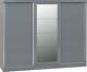 Nevada 3 Door Sliding Wardrobe With Mirror In Grey Gloss Hanging Rail Storage