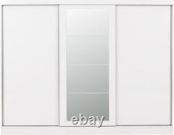 Nevada 3 Door Sliding Wardrobe with Mirror in White Gloss Finish