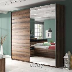 New Modern Bedroom Mirror Sliding Door Wardrobe Beta 200cm in Oak Monastery