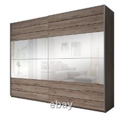 New Modern Bedroom Mirror Sliding Door Wardrobe Galaxy 200cm in Oak San Remo