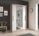 New Modern Sliding Door Mirror Wardrobe Neomi 01 In Oak Sonoma & White 120cm