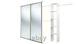 Oak framed mirror doors (2 x 36'') and storage. Up to 1803mm (5ft 11ins) wide