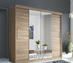 Oslo 2 and 3 Mirror Sliding Door Wardrobe in 4 Sizes and 4 Colors