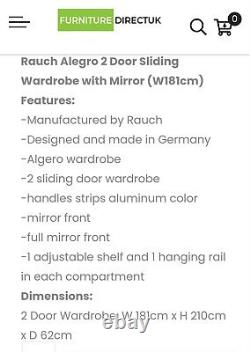 Rauch Alegro Hel Light Oak Sliding Door Wardrobe 181cm German Quality Not IKEA