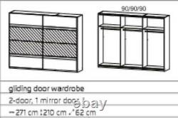 Rauch'Penzberg' 270cm Sliding-Door Wardrobe. German Bedroom Furniture. White