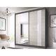 Sale! Modern Bedroom Sliding Mirror Door Wardrobe 233cm Oak And Graphite