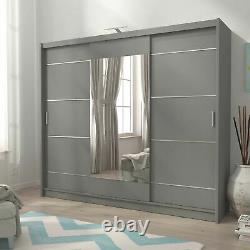 Sarah 250 Alu Large Wardrobe With 3 Sliding Mirrored Doors Aluminum Trims Led