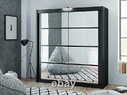 Sliding Door Bedroom Mirror Wardrobe DAKO 1 +LED Light-2 Sizes/White, Grey, Black