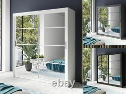 Sliding Door Bedroom Mirror Wardrobe DAKO 1 Optional LED White, Grey, Black