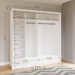 Sliding Wardrobe Door Bedroom Set Mirror Slider DAKO 8 -White, Grey, Black 2 Sizes