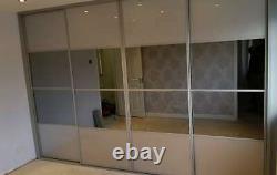 Sliding Wardrobe Doors mirror and metallic grey glass to suit dims 3550W x 2250H