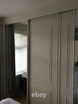 Sliding Wardrobe Doors x4 White/Mirror With Rail