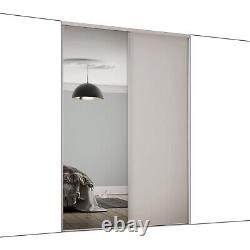 Spacepro Dove Grey Frame & Panel With Mirrored Classic Sliding Door Kit