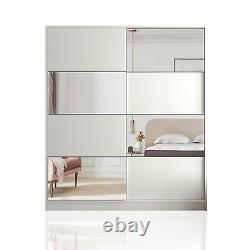Stunning Designer Double 4 Mirrored Wardrobe With Sliding Doors In White