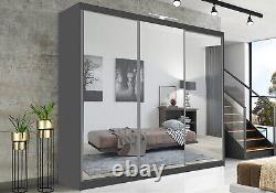 Stylish Bedroom Sliding Wardrobe with LED Light Ample Storage Space & Design