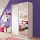 Suis White And Mirrored 120cm Wide 2 Door Small Sliding Door Bedroom Wardrobe