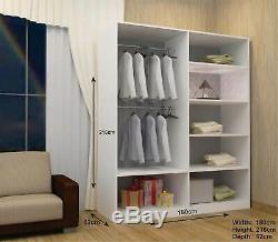 Texas Modern Bedroom Sliding door Wardrobe 6 Sizes 4 Colour With LED