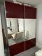 Used Pair Of Nolte Mirrored Red Sliding Wardrobe Doors Only 75cm Wide 214cm High