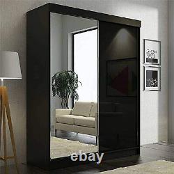 VIKAS Modern Bedroom High Gloss & Mirrored Sliding Double Door Wardrobe