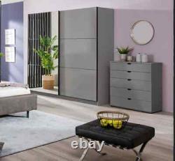 Valenca Grey Large 220cm Mirrored Sliding Door Wardrobe Bedroom Furniture