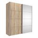 Verona Sliding Wardrobe 180cm In Oak With Oak And Mirror Doors With 2 Shelves
